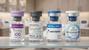 Premium anti-wrinkle injections including vials of Botox Cosmetic, Dysport, Xeomin, and Letybo available at our Thornhill medical spa.